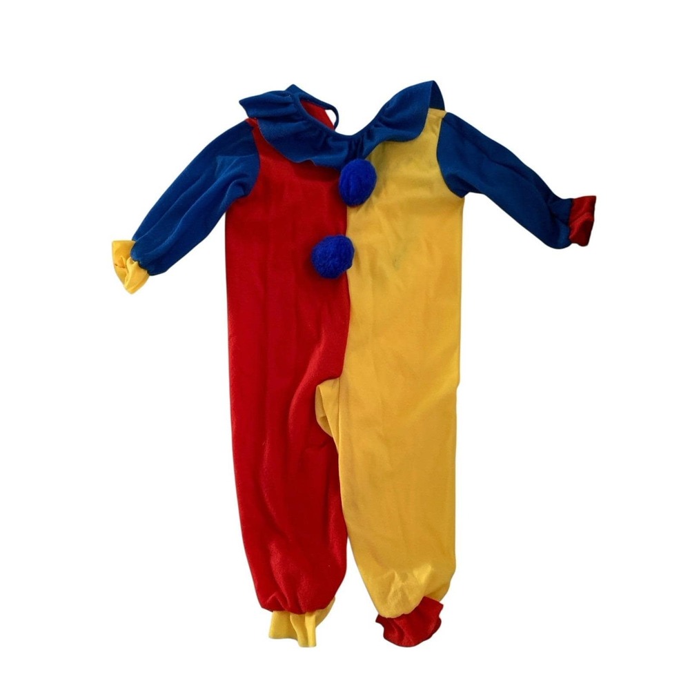 Un-Boo-Lievable Youth Clown Halloween Costume Red Yellow Blue Sz 1-2 Vintage